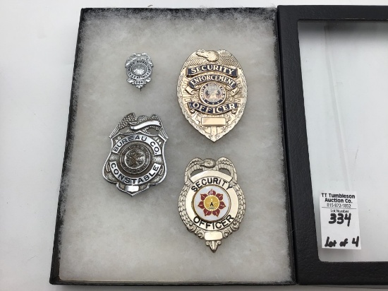Lot of 4 Badges Including Bureau Co