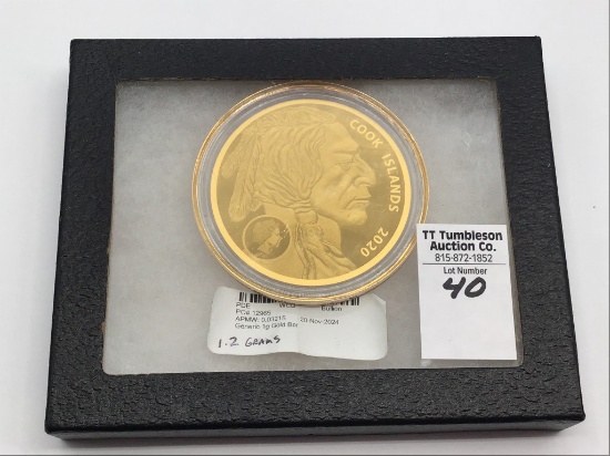 2020 Cooks Island 25 Dollar Gold Buffalo Coin