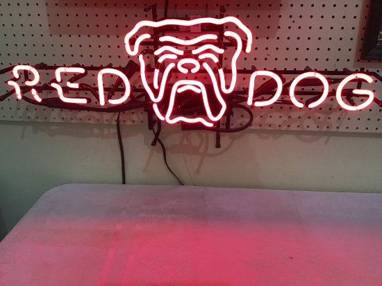 Wall Hanging Red Dog Flourscent Tube Lighted