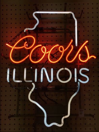 Lighted Flourscent Beer Sign-Coors Illinois