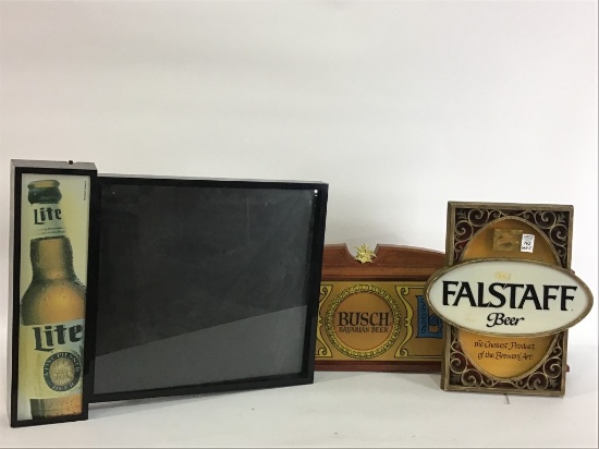 Lot of 3 Including Falstaff Beer Sign, Busch