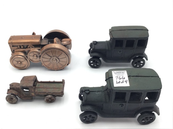 Lot of 4 Metal & Iron Trucks Including Sm.