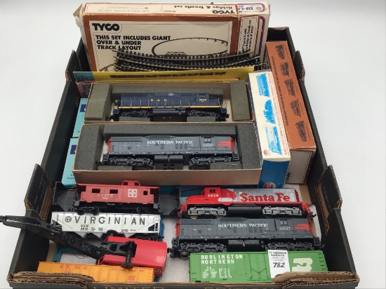 Group of Various HO Locmotives, Train Cars