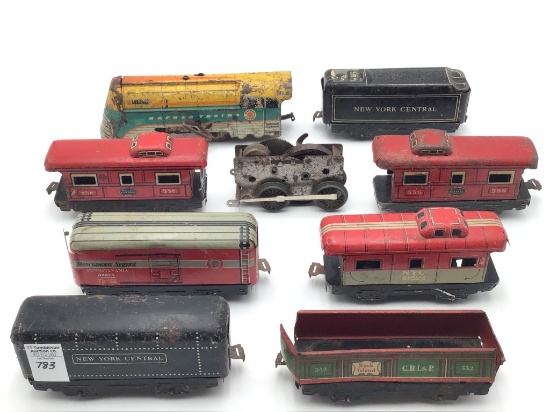 Various Tin Train Cars-Most by Marx