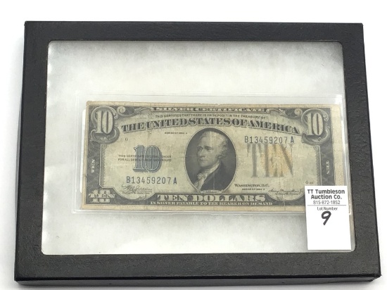 1934-A Ten Dollar North Africa Yellow Seal Silver