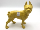 Iron Bull Dog Door Stop-Painted John Deere Yellow
