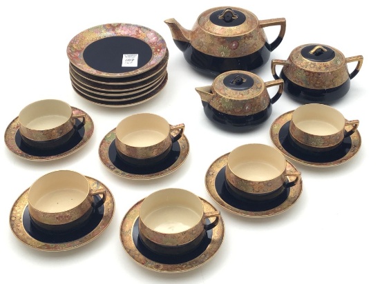 Oriental Tea Set Including Tea Pot, Creamer,