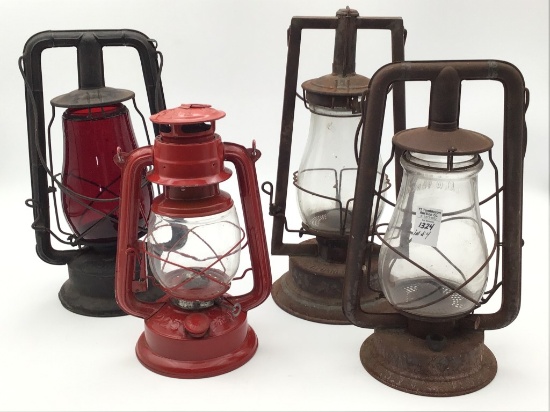 Lot of 4 Various Old Lanterns Including