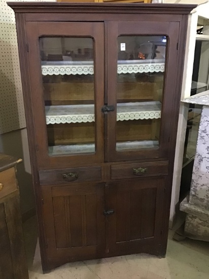 Antique Glass Door Kitchen Cabinet