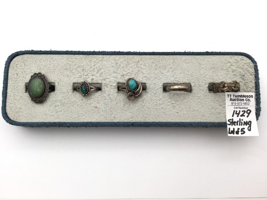 Lot of 5 Ladies Sterling Silver Rings Including