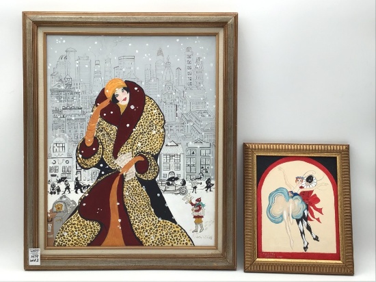 Lot of 2 Original Framed Paintings by Carlotta