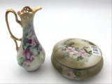 Lot of 2 Including Hand Painted Nippon Covered
