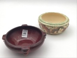 Lot of 2 Roseville Pottery Planter Bowls Including