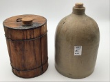 Lot of 2 Including Un-Known Salt Glaze Crock