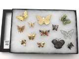 Group of 12 Various Butterfly Pins Including