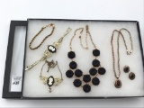 Collection of Ladies Gold & Black Stone & Cameo
