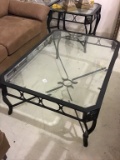 Set of 3 Metal Glass Top Tables w/ Lion Head