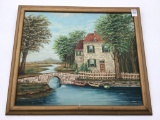 Framed Painting on Board of Country