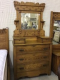 Antique Spoon Carved  Three Drawer Dresser w/