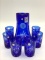 Cobalt Blue Cut to Clear 7 Piece Set Including