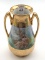 Victorian Painted Dbl Handled Vase w Hand Painted