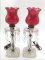 Pair of Crystal Glass Electrified Bedroom Lamps