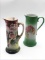 Lot of 2 Floral Painted 12 1/2 & 13 Inch Floral