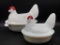 Lot of 2 West Moreland White Milkglass Chicken on