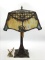 Beautiful Ornate Metal Base Slag Glass Lamp