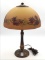 Signed Handel Reverse Painted Floral Glass Shade