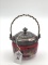 Vintage Peach Blown Sweet Meats Jar w/
