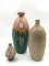 Lot of 3 Decorative Stoneware Type Vases