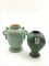 Lot of 2 Green Pottery Vases Including Rumrill