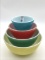 Vintage Pyrex Set of 4 Primary Color Mixing