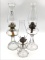 Lot of 3 Glass Kerosene Lamps w/ Chimneys