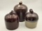 Lot of 3 Brown Stoneware Crock Jugs