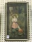 Vintage Framed Print of Girl Watering Pumpkin