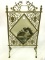 Brass Fire Screen w/ Hand Painted Dog on