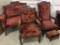 4 Piece Victorian Red Upholstered Set Including