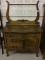 Antique Bent front Commode Cabinet w/ Wish Bone