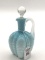 Antique Blue Satin Handled Cruet w/ Stopper