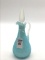 Vintage Blue Satin Glass Diamond Optic Handled