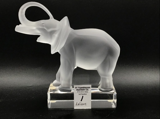 Lalique France Crystal Elephant Lg. Paperweight
