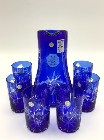 Cobalt Blue Cut to Clear 7 Piece Set Including