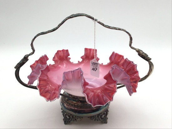 Victorian Brides Basket w/ Silver Palte Holder