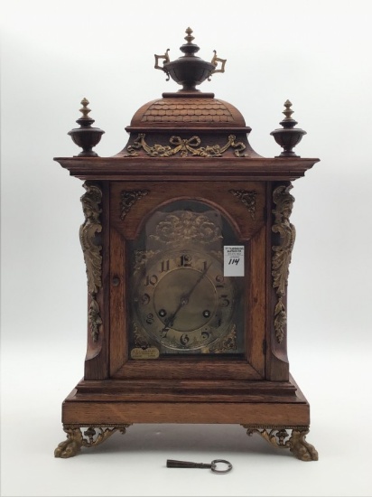 Beautiful Antique German Junghans Keywind Mantle