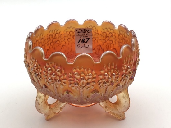 Fenton Marigold Orange Tree Footed Bowl