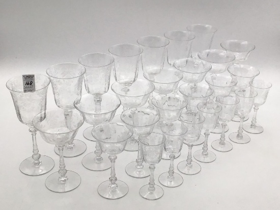 Lot of 27 Heisey "Orchid" Glass Stemware