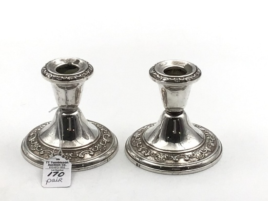 Pair of Gorham Sterling Silver Weighted Candle