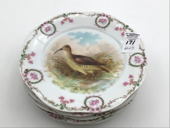 Set of 5 Bavaria Transferware Bird Plates